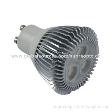 GU10 LED Spotlight with Silver White Shell, 3W Power Consumption and 45° Beam Angle, CE, RoHS